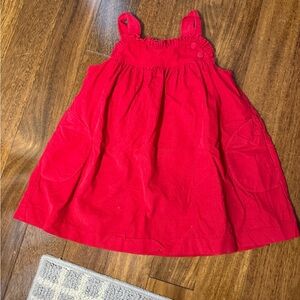 Little English Red Corduroy Kids Dress